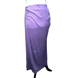 OGL Ruched Front Double Layer Soft Midi Skirt Sz Large Womens Purple